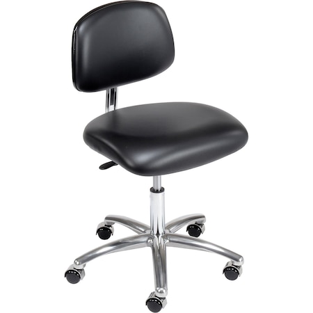 Global Industrial Clean Room Chair, Vinyl, Black, 16 in - 19 in Seat Height, Armless Arms 695538